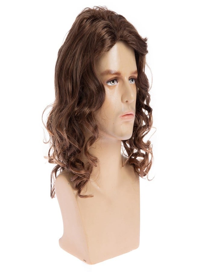 Beweig Brown Wig for Men Long Curly Wavy Synthetic Halloween Costume Party Wig for Male - Image 2